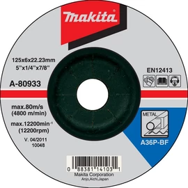 Makita A-80933 Csiszolótárcsa ACÉL 125x6mm