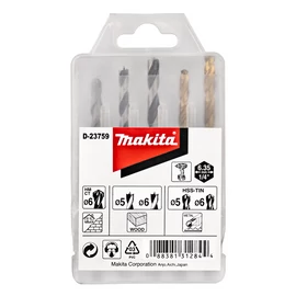 Makita D-23759 Hatszög befogású fúrókészlet fa, fém, kőzet 5-6mm 5db-os