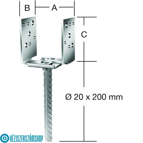 Vormann 71325000 állítható, betonozható oszloptalp 60-140x70x115