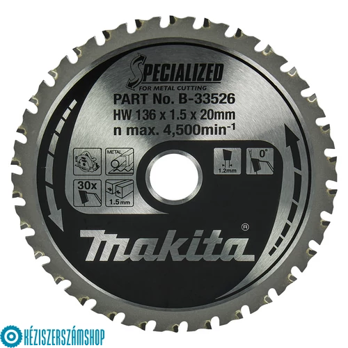 Makita B-33526 Körfűrészlap akkus fém 136x20 Z30