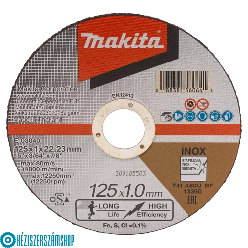 Makita E-03040 Vágótárcsa 125/1,0mm új cikkszám E-03040