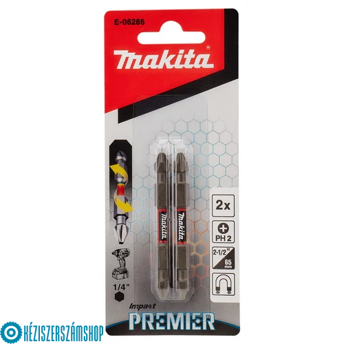 Makita E-06286 mpact PREMIER torziós kétvégű csavarbehajtó bit PH2 65mm 2db