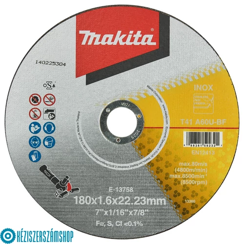 Makita E-13758Vágókorong INOX 180x1,6mm