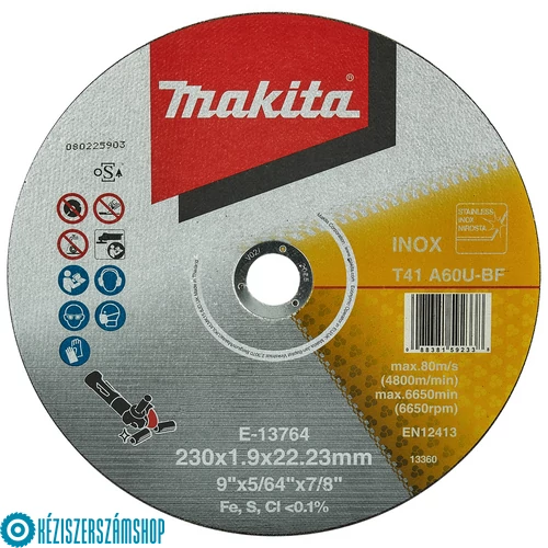 Makita E-13764 Vágótárcsa 230/1,9mm INOX