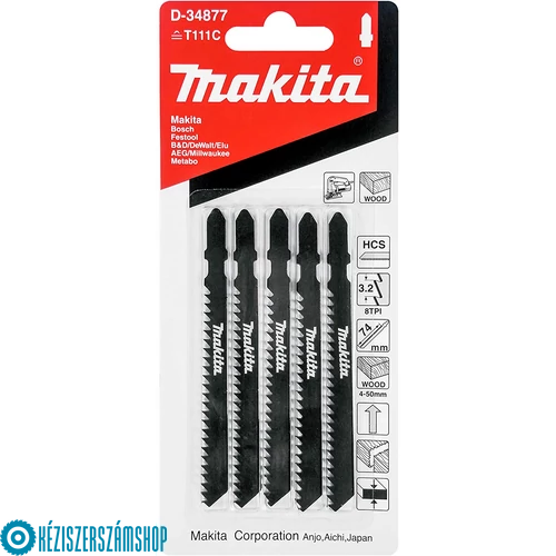 Makita D-34877 Szúrófűrészlap fa HCS L100mm Z8 5db