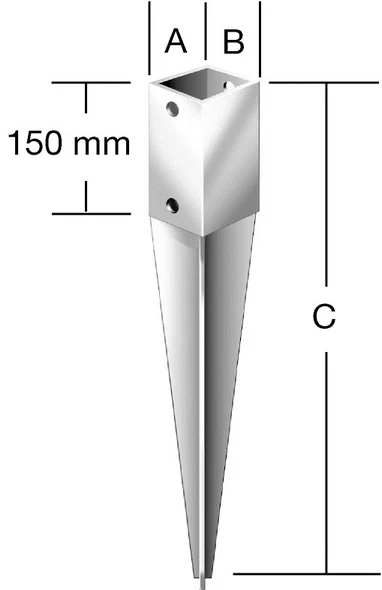 Vormann 71400000 leszúrható oszloptalp 71x71x750