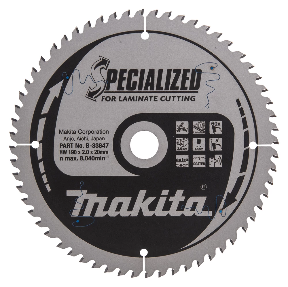 Makita B-33847 Specialized körfűrészlap Laminált laphoz 190x20mm Z60