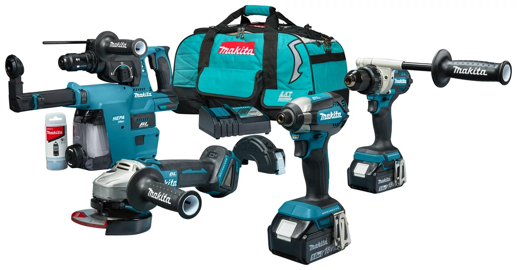 Makita DLX4155TX1 18V Akkus szett (DDF486+DGA504+DHR243+DTD153+DX07)