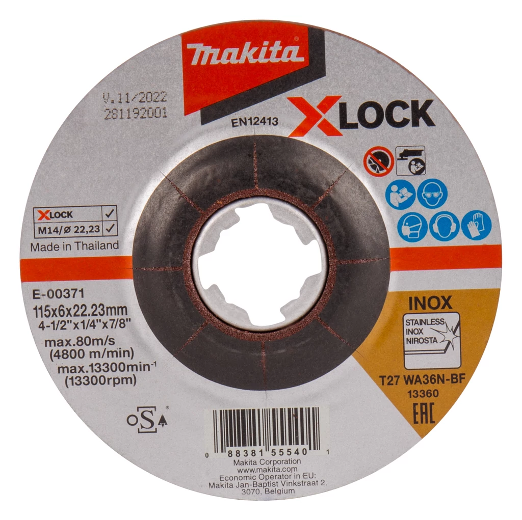 Makita E-00371 X-LOCK csiszolókorong acél (inox)