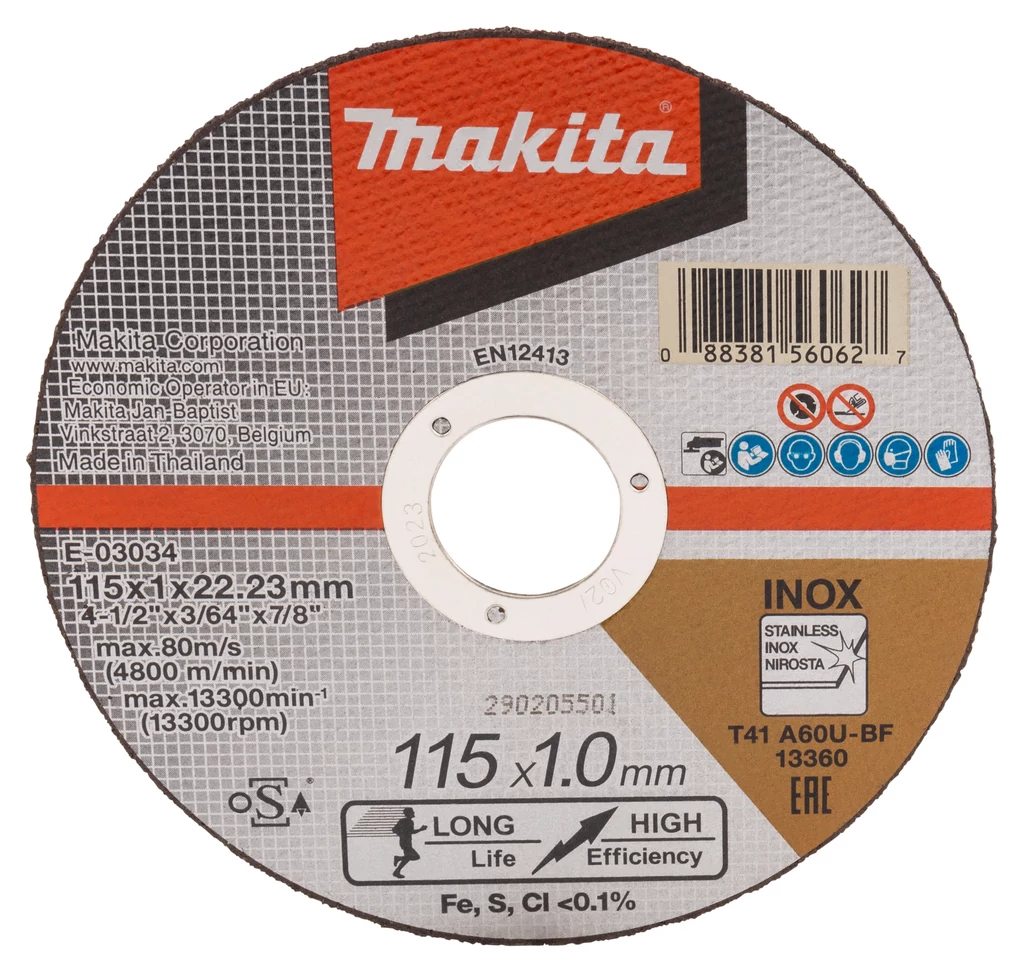 Makita E-03034 Vágótárcsa 115/1,0mm (acél)